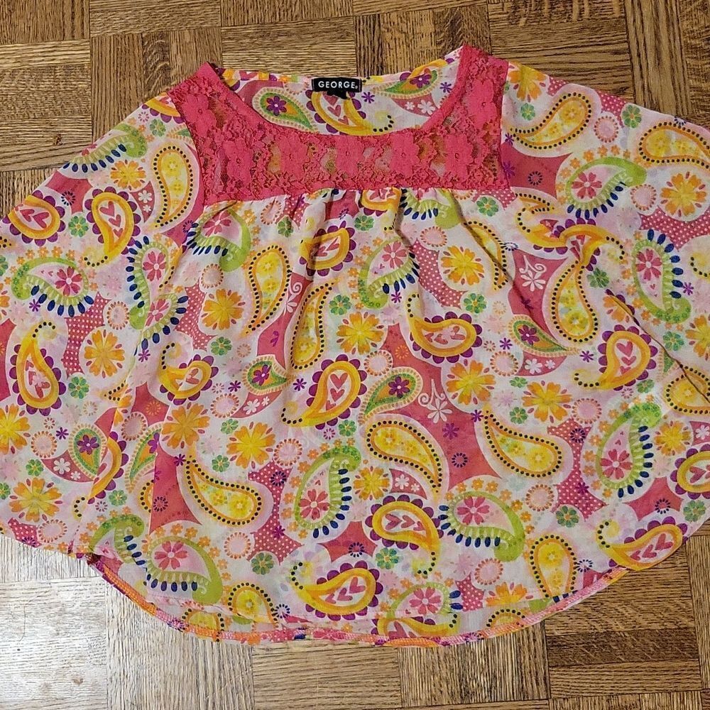 George sheer paisley print poncho blouse